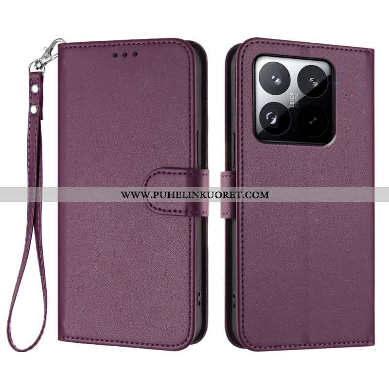 Nahkakotelo Xiaomi 15t Yksivärinen Hihnalla