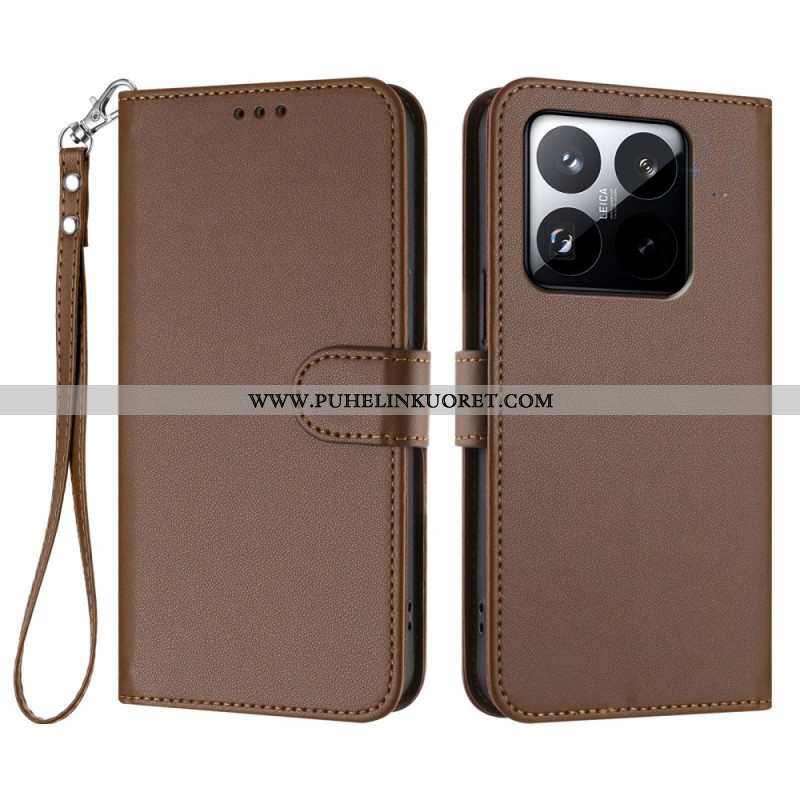 Nahkakotelo Xiaomi 15t Yksivärinen Hihnalla