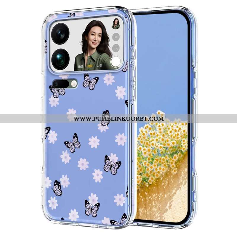 Kuori Xiaomi 17 Pro Max Perhosia Ja Kukkia