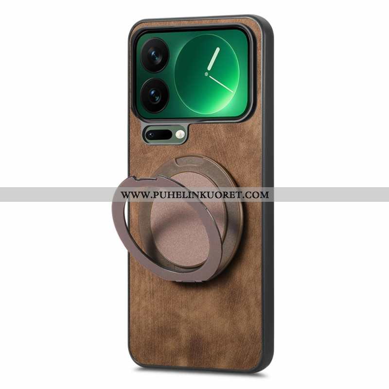 Puhelinkuoret Xiaomi 17 Pro Max Pyörivä Jalusta Ja Retrokuvioinen Nahkakuvio