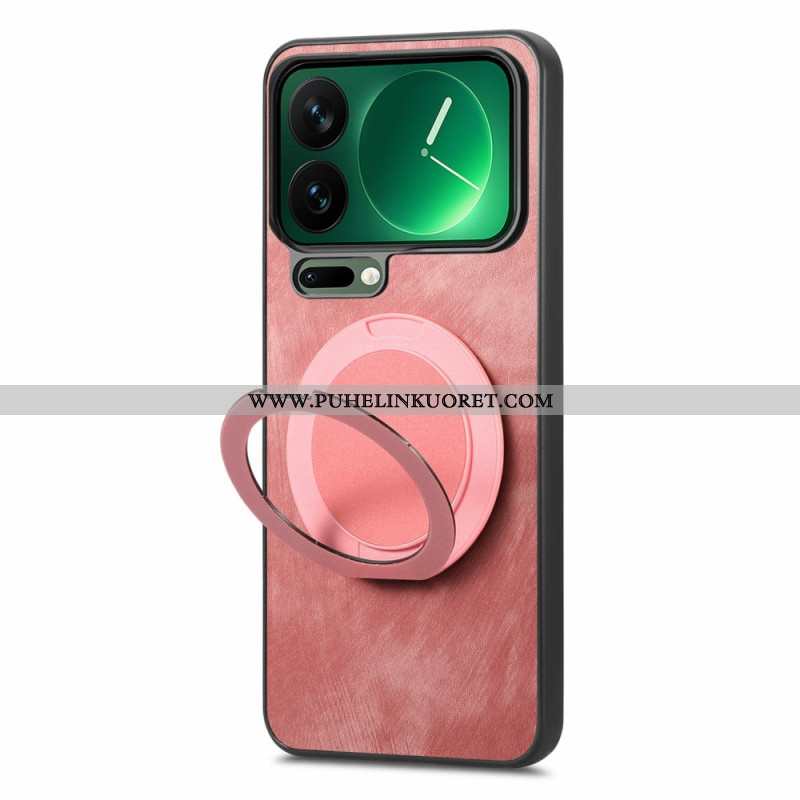 Kuori Xiaomi 17 Pro Pyörivä Jalusta Ja Retro-nahka Tekstuuri