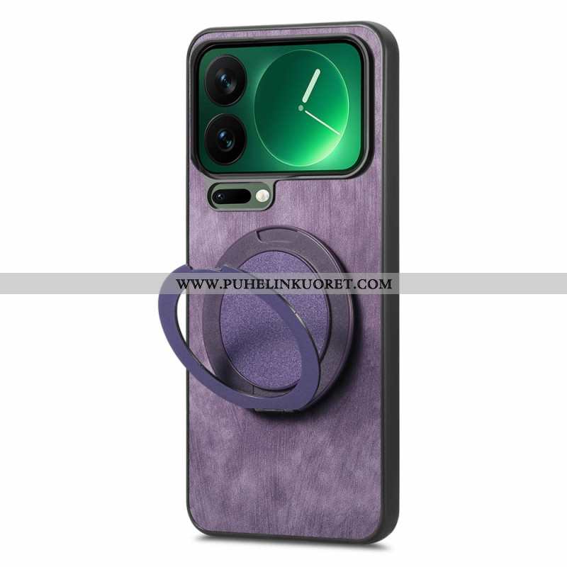 Kuori Xiaomi 17 Pro Pyörivä Jalusta Ja Retro-nahka Tekstuuri