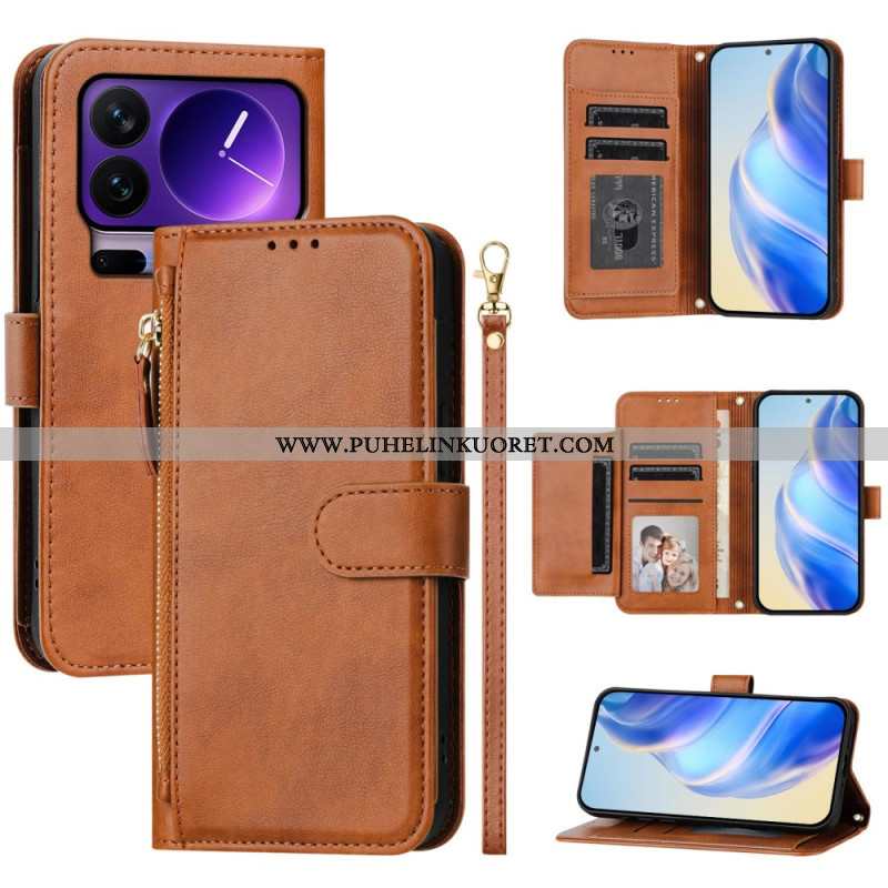 Kotelot Xiaomi 17 Pro Vetoketjullinen Tasku Ja Useita Korttipaikkoja