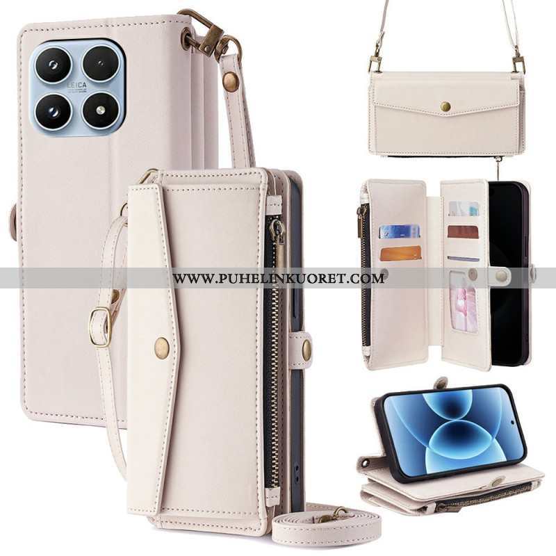 Kotelot Xiaomi 17 Lompakko Olkahihnalla Ja Nauhalla