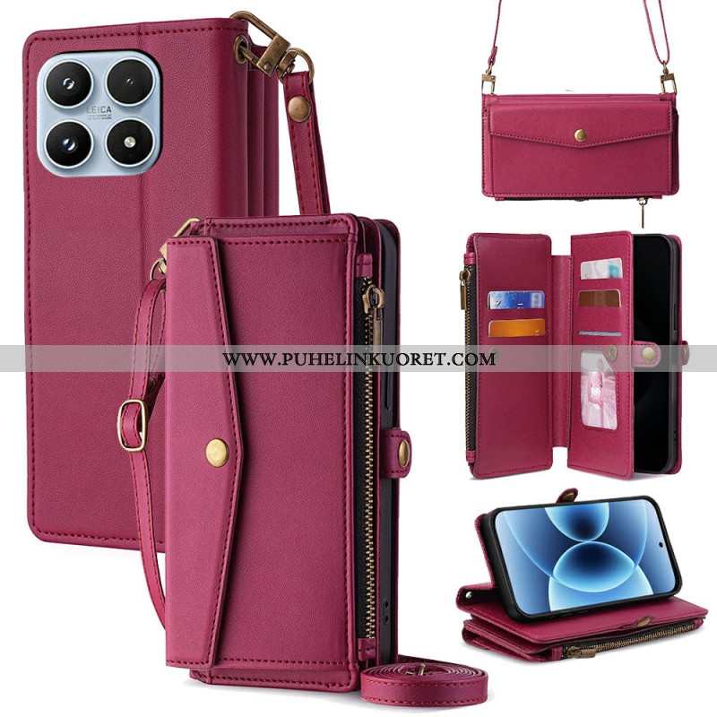 Kotelot Xiaomi 17 Lompakko Olkahihnalla Ja Nauhalla