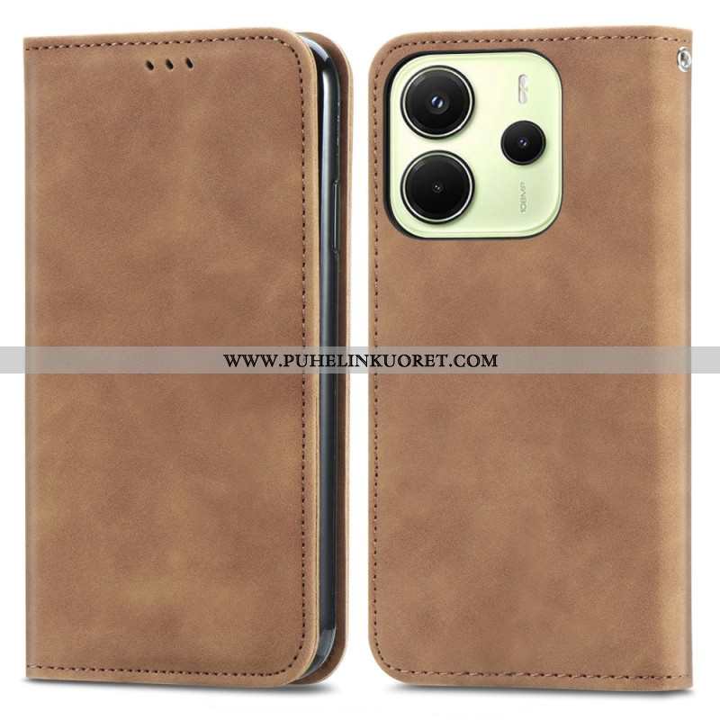 Nahkakotelo Xiaomi Redmi Note 14 4g Mokkanahkaefekti