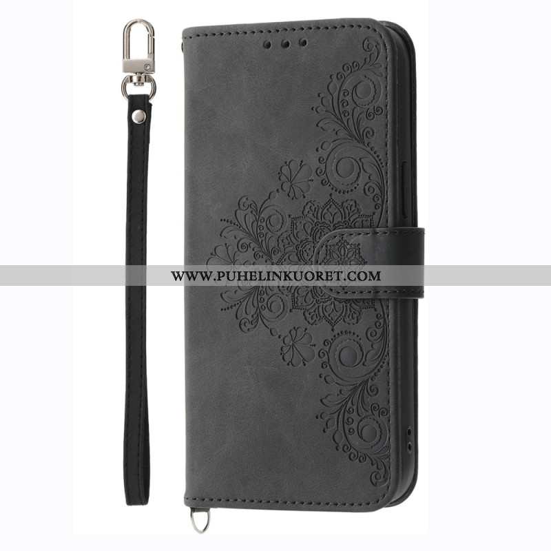 Nahkakotelo Xiaomi Redmi Note 14 4g Kukkakuvio Ja Hihnat