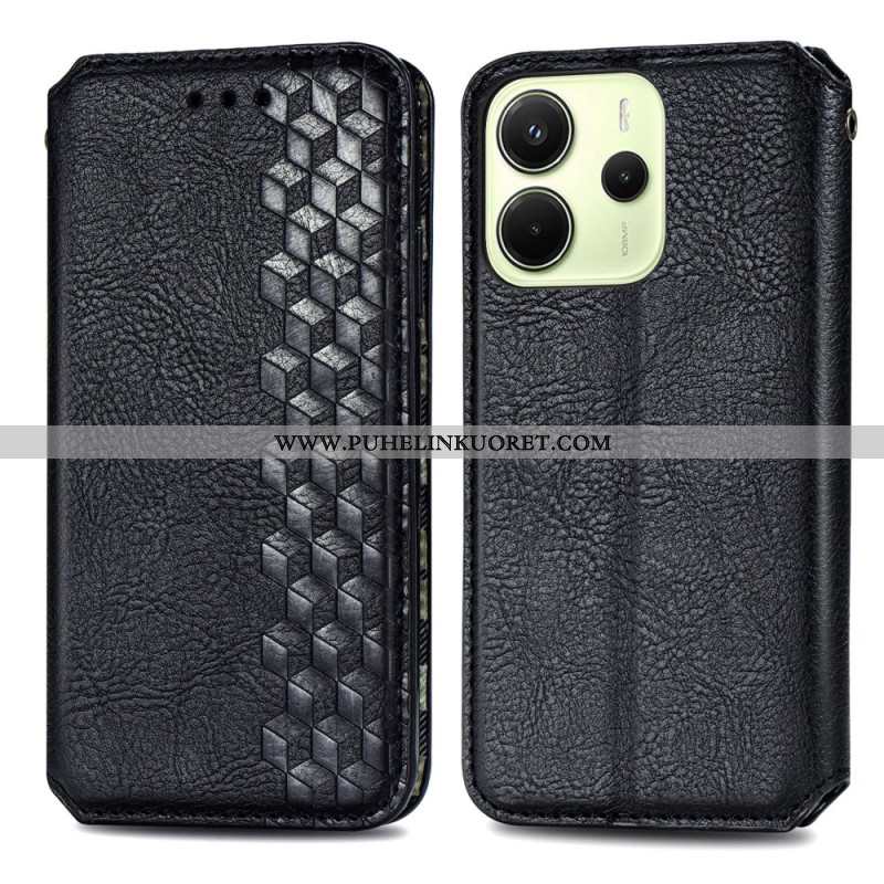 Nahkakotelo Xiaomi Redmi Note 14 4g Vintage-nahkakuvio Timanttikuviolla