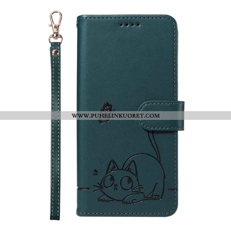 Kotelot Xiaomi Redmi Note 14 4g Puhelinkuoret Hauska Kissa Hihnalla