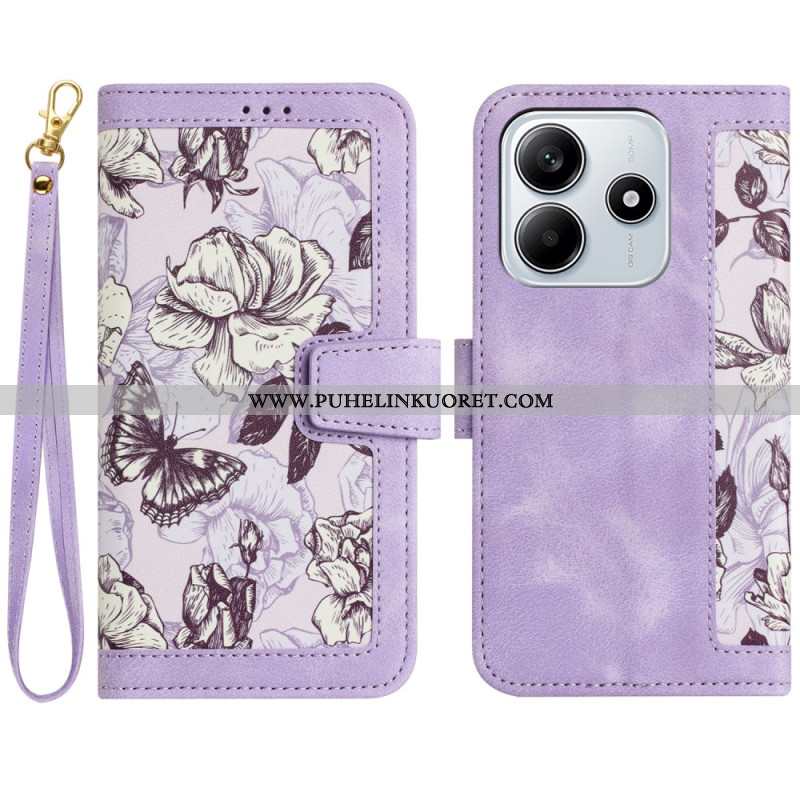 Kotelot Xiaomi Redmi Note 14 5g Kukat Hihnalla Suojakuori