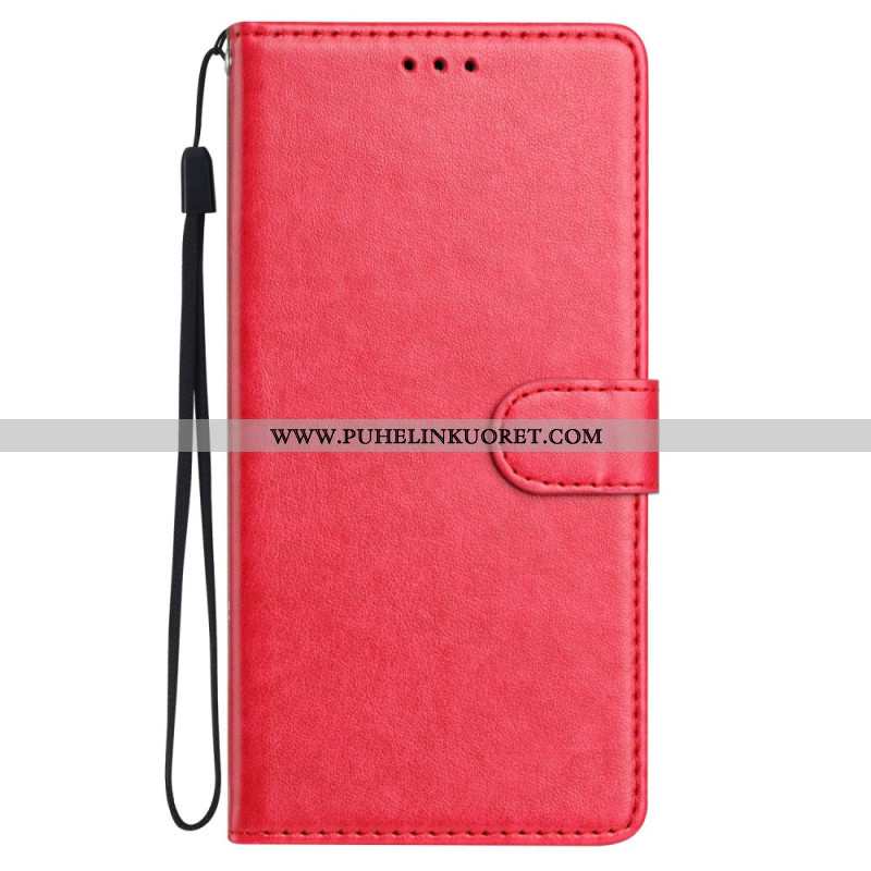 Kotelot Xiaomi Redmi Note 14 5g Yksivärinen Nahkakuvio Ja Hihna