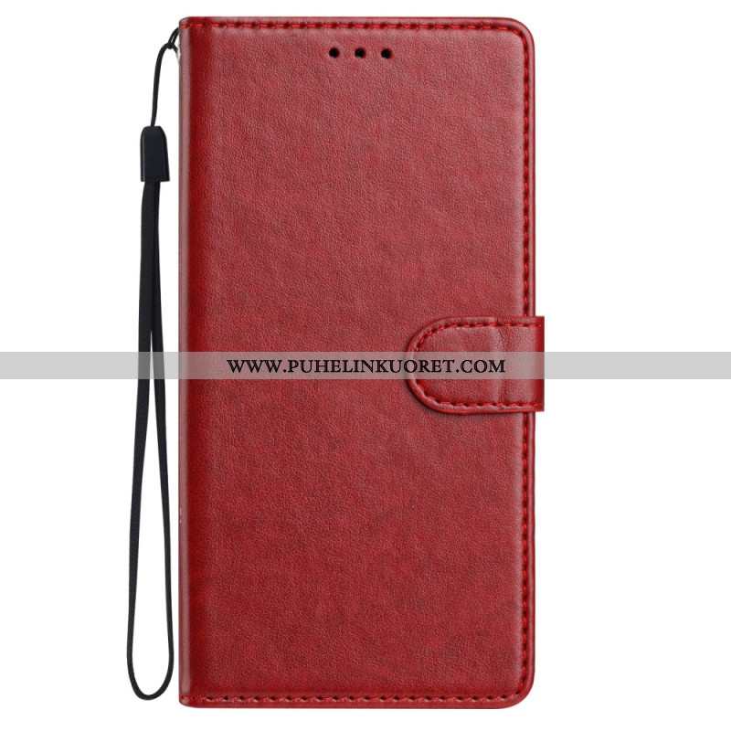 Kotelot Xiaomi Redmi Note 14 5g Yksivärinen Nahkakuvio Ja Hihna