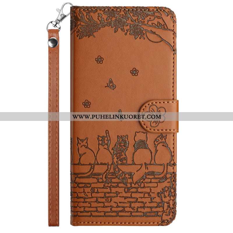 Kotelot Xiaomi Redmi Note 14 5g Puhelinkuoret Kissakuvio Hihnalla