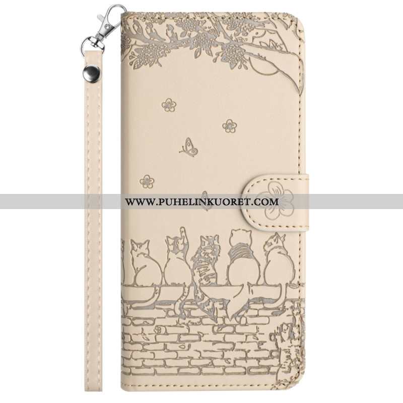 Kotelot Xiaomi Redmi Note 14 5g Puhelinkuoret Kissakuvio Hihnalla