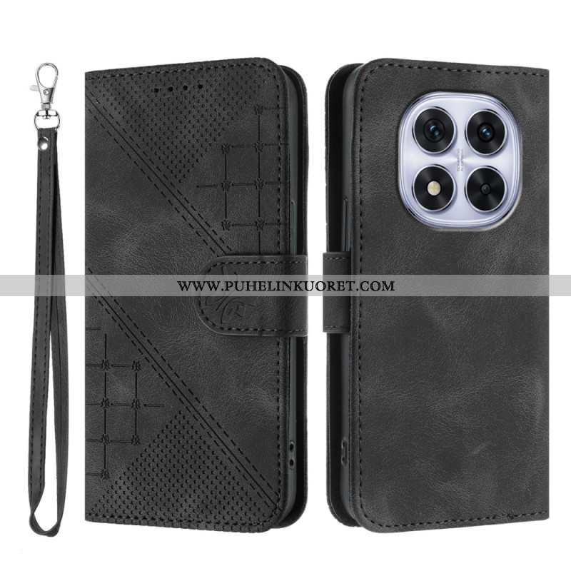 Nahkakotelo Xiaomi Redmi Note 14 Pro 4g Geometrinen Kuvio Hihnalla