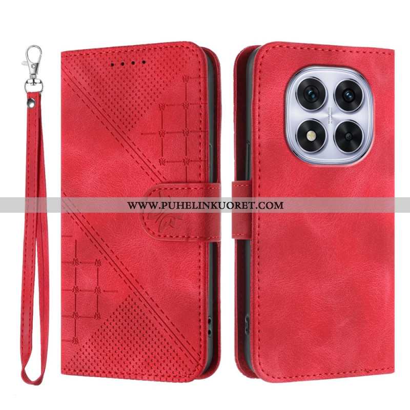 Nahkakotelo Xiaomi Redmi Note 14 Pro 4g Geometrinen Kuvio Hihnalla