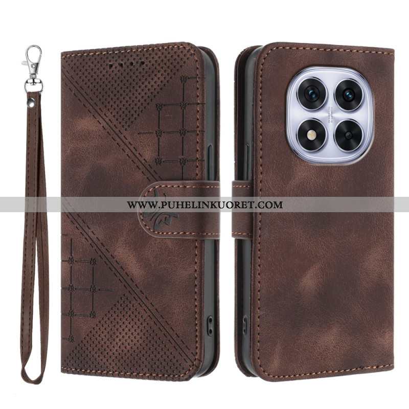 Nahkakotelo Xiaomi Redmi Note 14 Pro 4g Geometrinen Kuvio Hihnalla