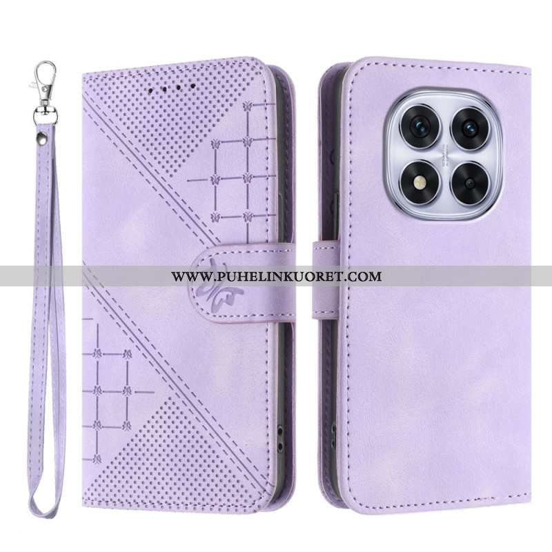 Nahkakotelo Xiaomi Redmi Note 14 Pro 4g Geometrinen Kuvio Hihnalla