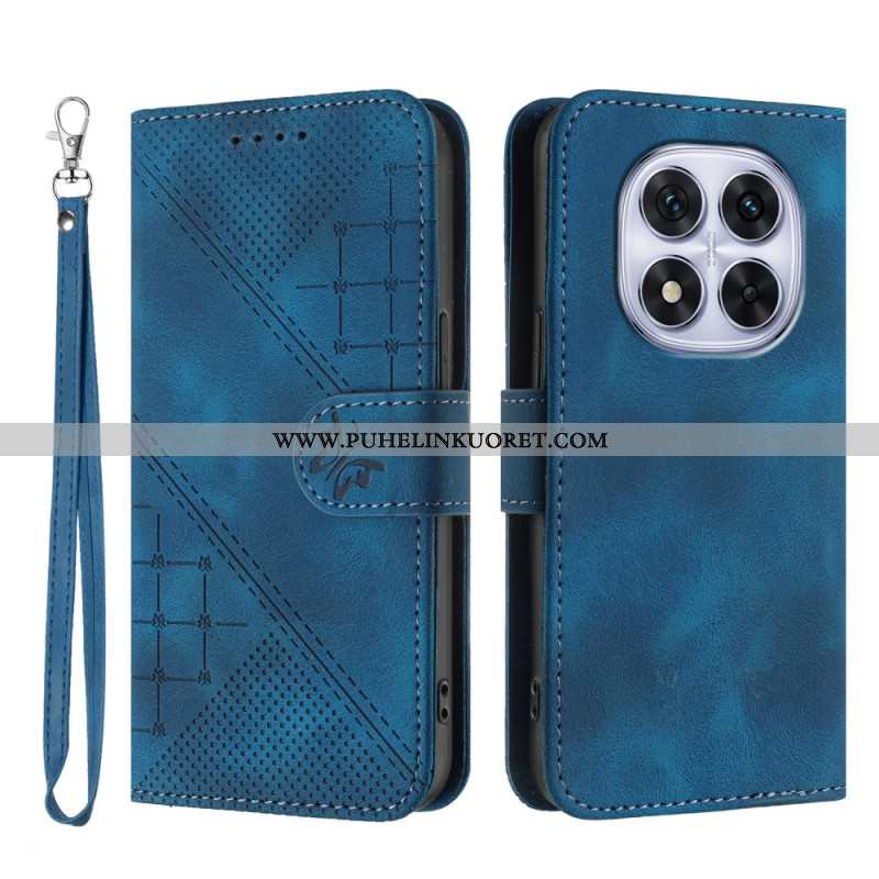 Nahkakotelo Xiaomi Redmi Note 14 Pro 4g Geometrinen Kuvio Hihnalla