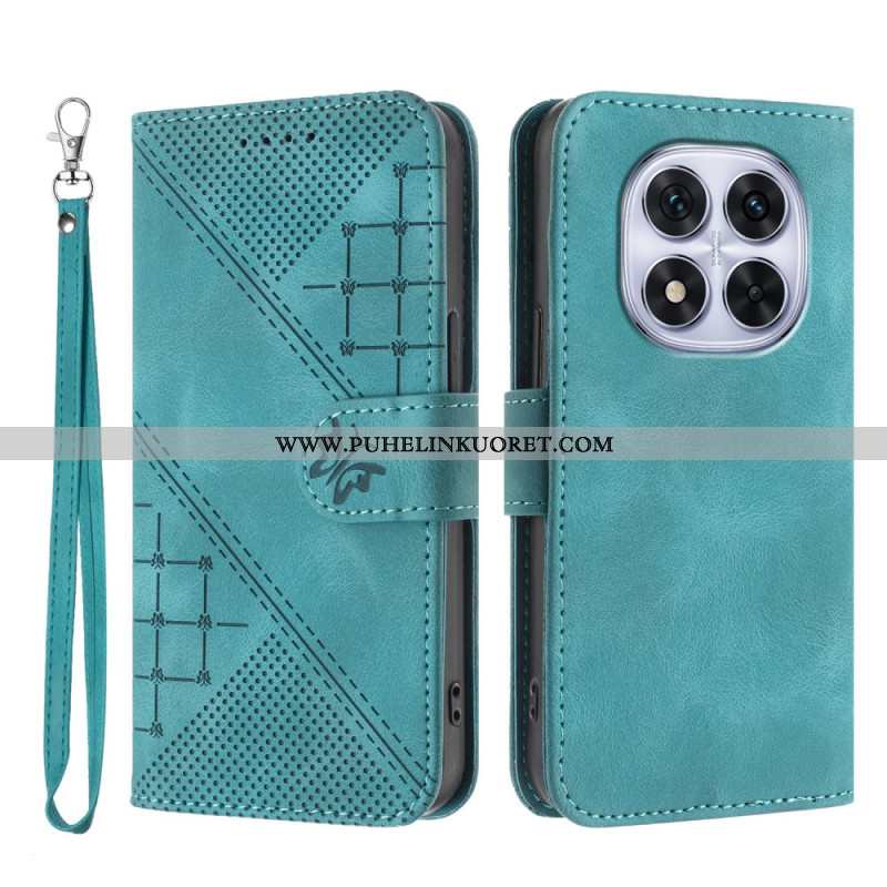 Nahkakotelo Xiaomi Redmi Note 14 Pro 4g Geometrinen Kuvio Hihnalla