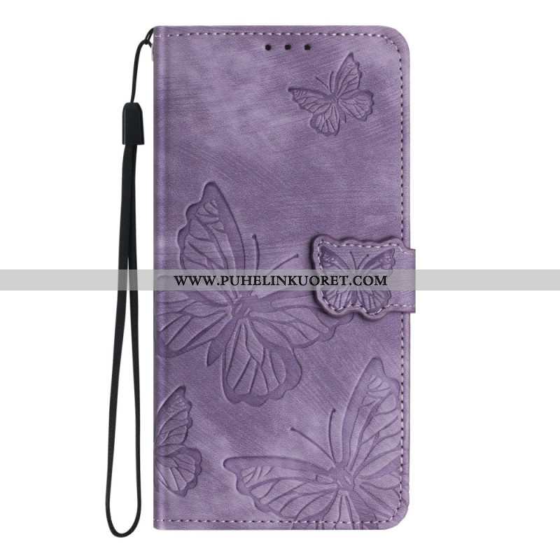 Kotelot Xiaomi Redmi Note 14 Pro 4g Puhelinkuoret Mokkanahkakuvio Perhoset