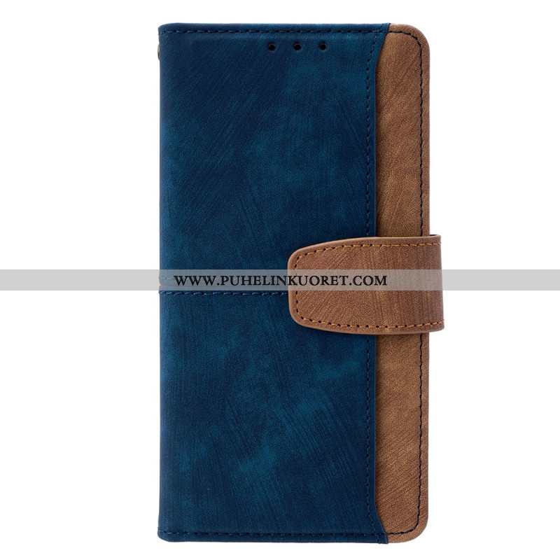 Nahkakotelo Xiaomi Redmi Note 14 Pro 4g Rfid-estävä Kaksivärinen Mokkanahkakuvio