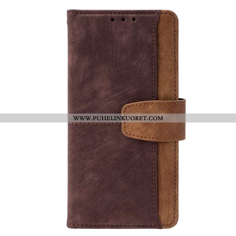 Nahkakotelo Xiaomi Redmi Note 14 Pro 4g Rfid-estävä Kaksivärinen Mokkanahkakuvio