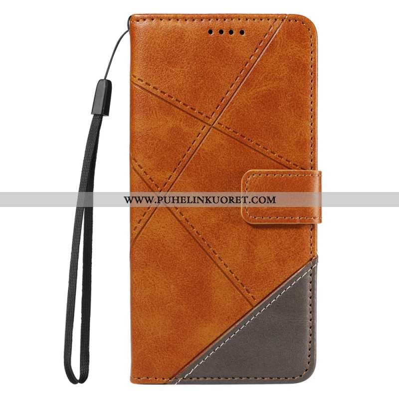 Nahkakotelo Xiaomi Redmi Note 14 Pro 5g Kaksiväriset Hihnaviivat