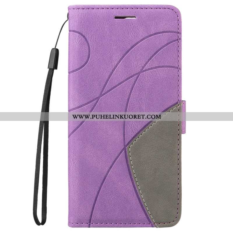 Lederhüllen Xiaomi Redmi Note 14 Pro 5g Handyhülle Zweifarbige Wellenlinien