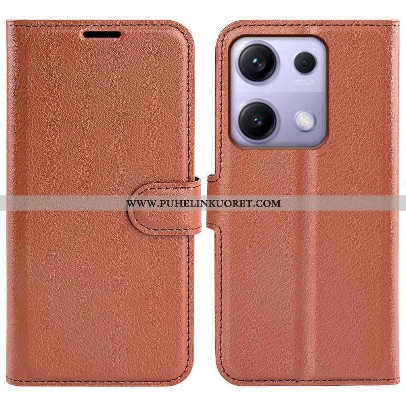 Kotelot Xiaomi Redmi Note 14s Klassinen Litsikuvioinen Tekonahka Suojakuori