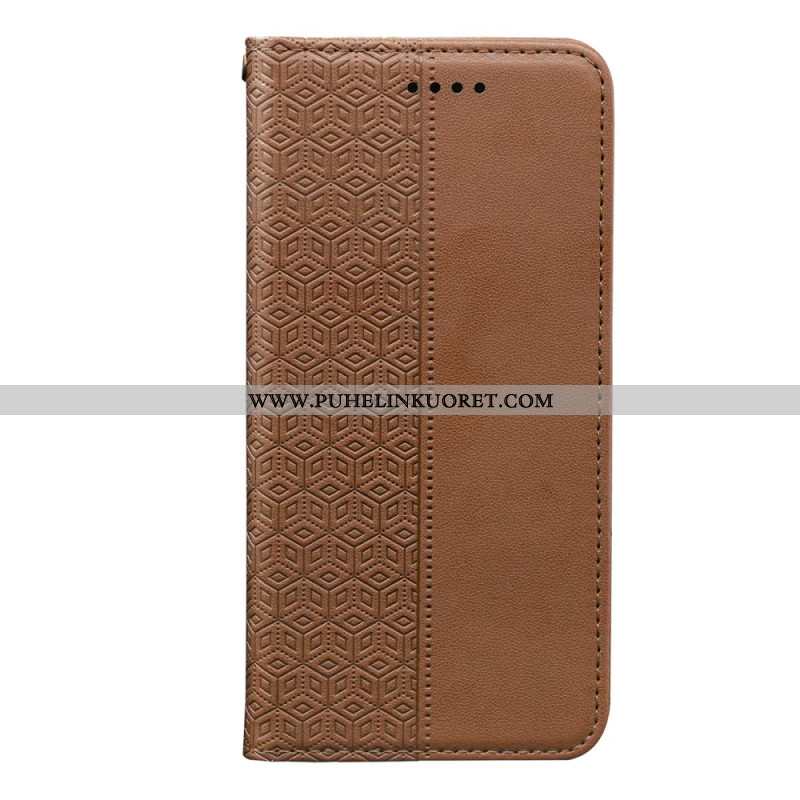 Nahkakotelo Xiaomi Redmi Note 14s Ruutukuvio Ja Hihna Suojakuori