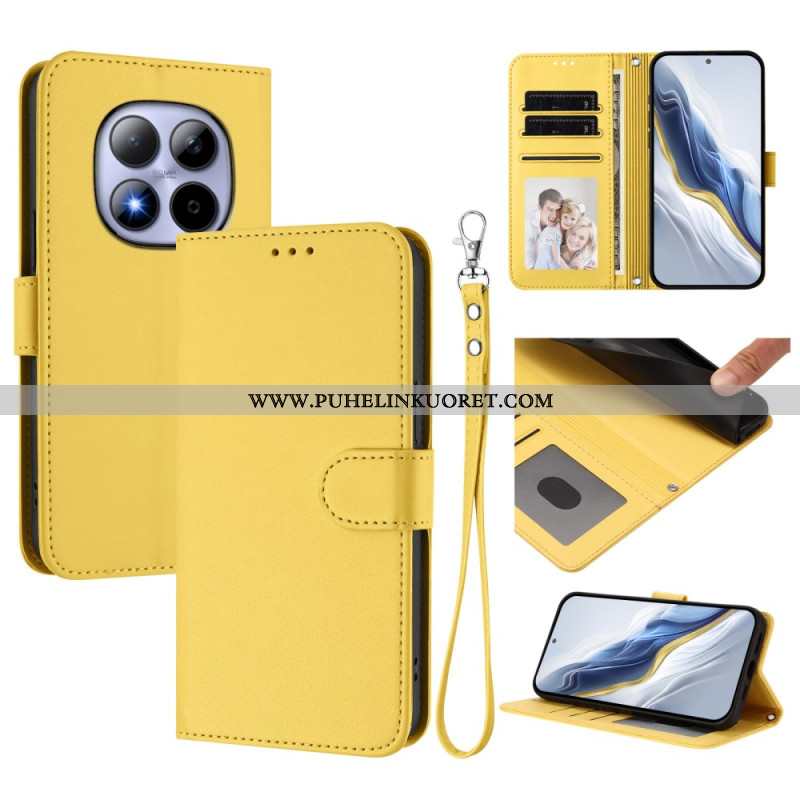 Nahkakotelo Xiaomi Redmi Note 15 Pro 5g Klassinen Hihnalla