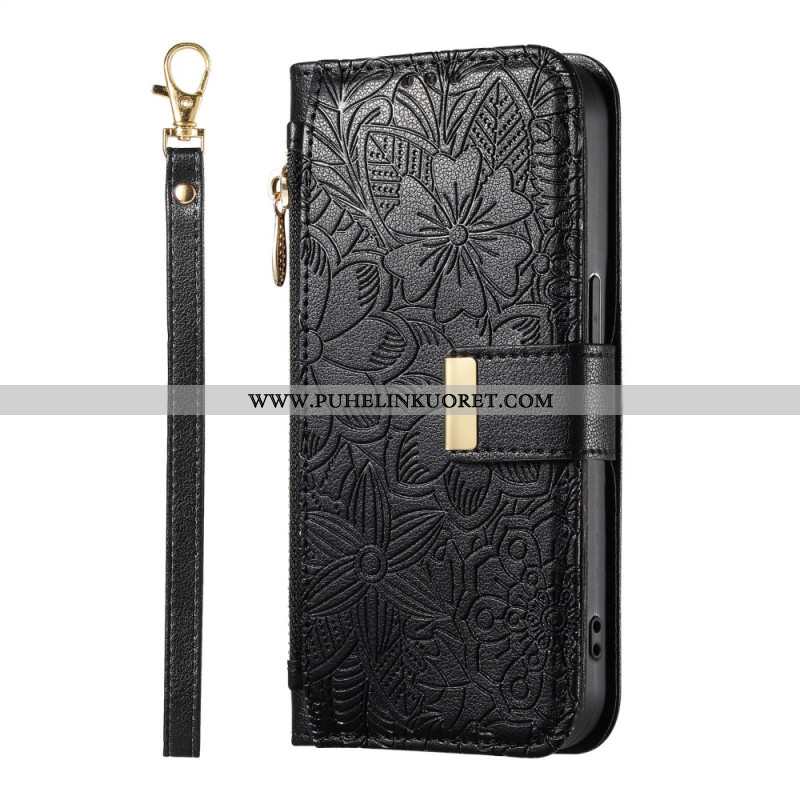 Kotelot Xiaomi Redmi Note 15 Pro Plus 5g Puhelinkuoret Kukkakuvio Ja Vetoketjullinen Tasku