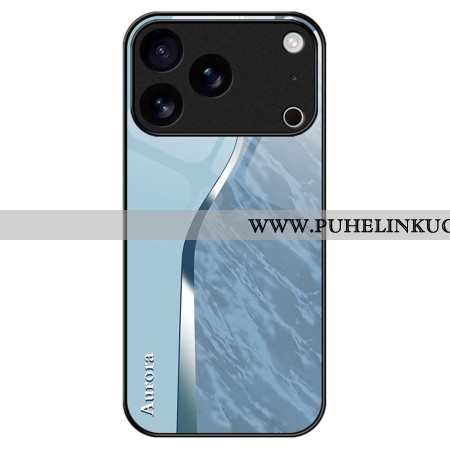 Kuori iPhone 17 Pro Max Vaaleansininen Kuviollinen Karkaistu Lasi Suojakuori