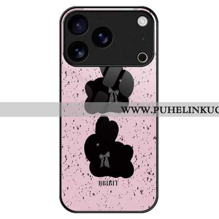 Case iPhone 17 Pro Max Puhelinkuoret Karkaistusta Lasista Valmistettu Vaaleanpunainen Ja Musta Kuvio