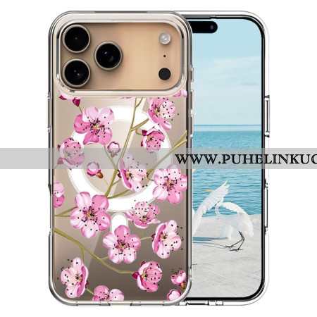 Kuori iPhone 17 Pro Max Magsafe-yhteensopiva Vaaleanpunaiset Kukat