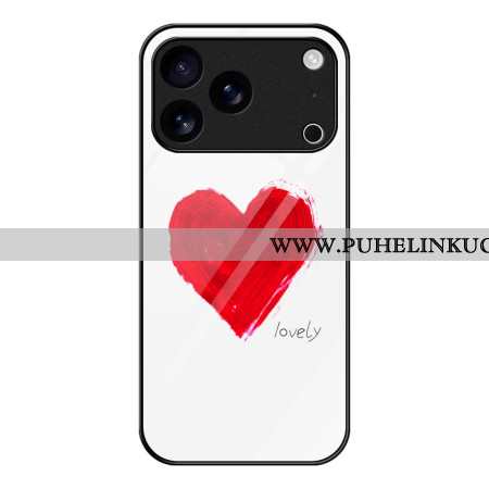 Kuori iPhone 17 Pro Max Punainen Sydän Karkaistu Lasi