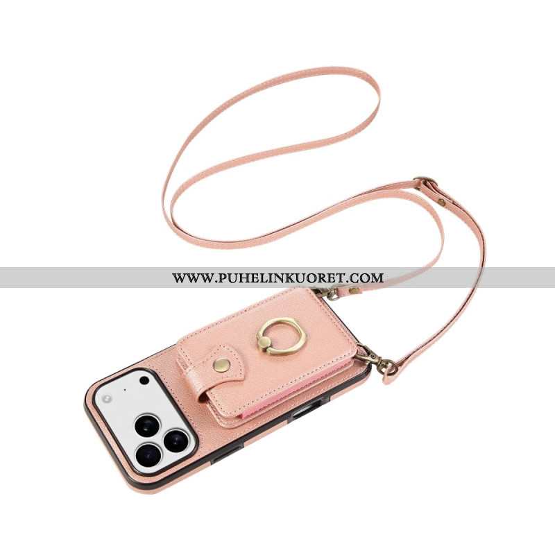 Case iPhone 17 Pro Max Puhelinkuoret Nahkakuvioinen Korttikotelo Ja Rannehihna