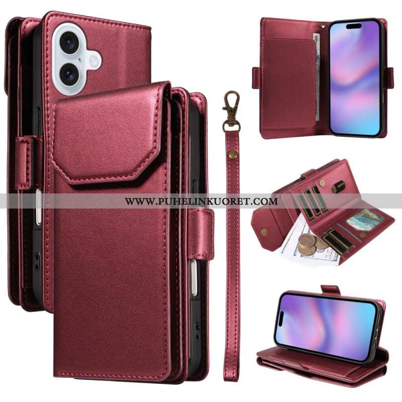 Kotelot iPhone 17 Useita Korttipaikkoja Ja Rannehihna Suojakuori