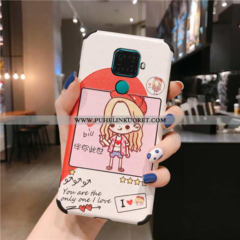 Kuori, Kuoret Huawei Mate 30 Lite Persoonallisuus Kohokuviointi Kukkakuvio Kotelo Puhelimen Valkoine