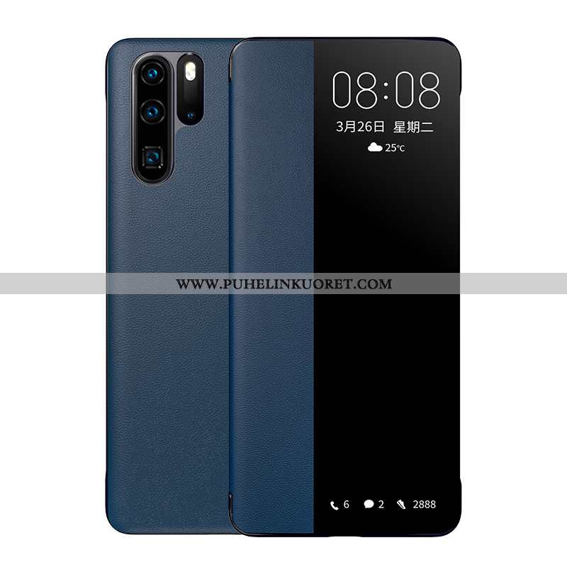 Kuoret, Kotelo Huawei P30 Pro Nahkakuori Aito Nahka Puhelimen All Inclusive Tummansininen Tummansini