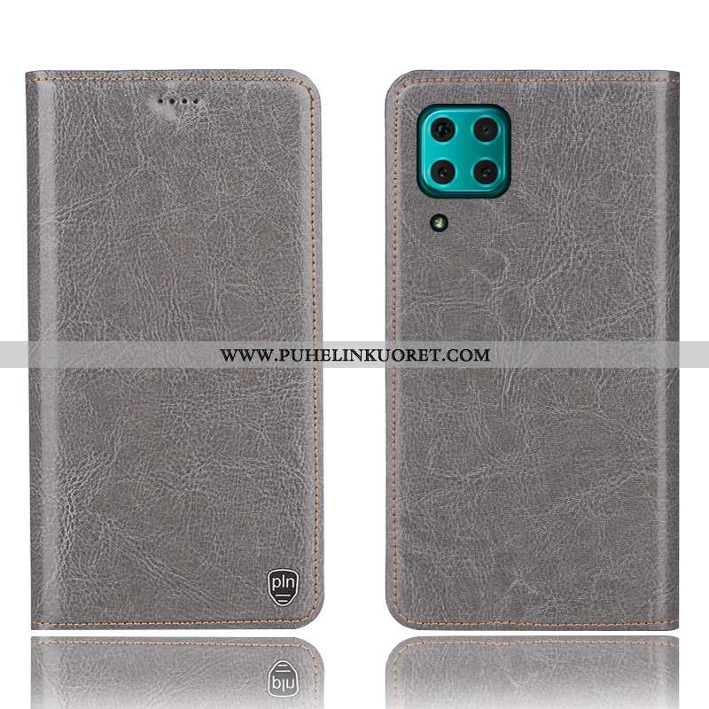 Kuori, Kuoret Huawei P40 Lite Suojaus Nahkakuori Kukkakuvio Tummansininen Kotelo Tummansiniset