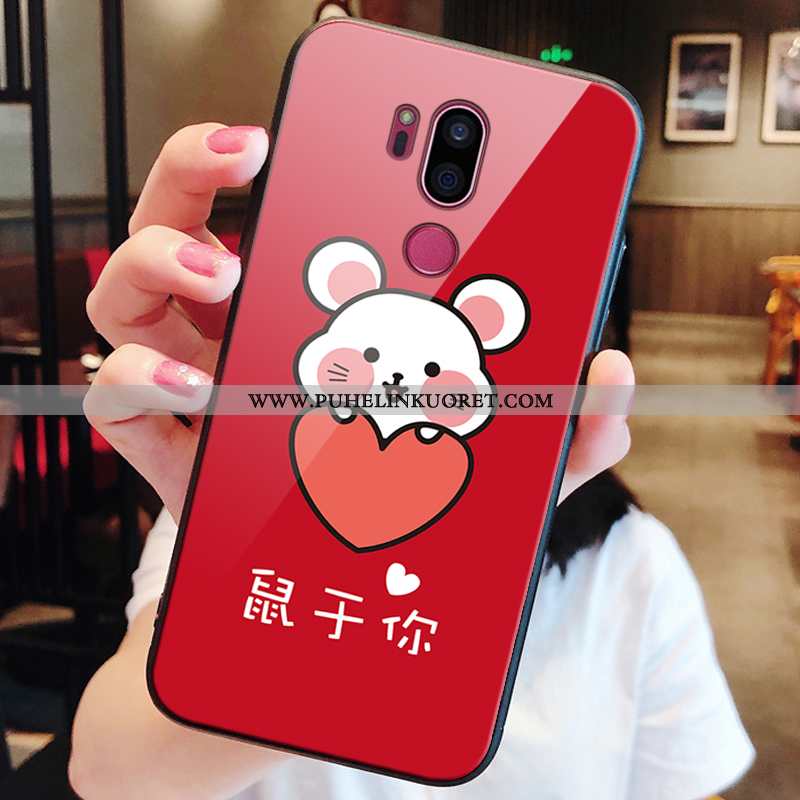 Kuoret, Kotelo Lg G7 Thinq Pesty Suede Suojaus Lasi Murtumaton Puhelimen Punainen