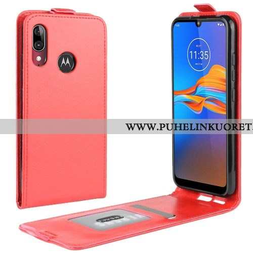 Kuoret, Kotelo Moto E6 Plus Salkku Suuntaus Yksinkertainen Nahkakuori Suojaus Punainen
