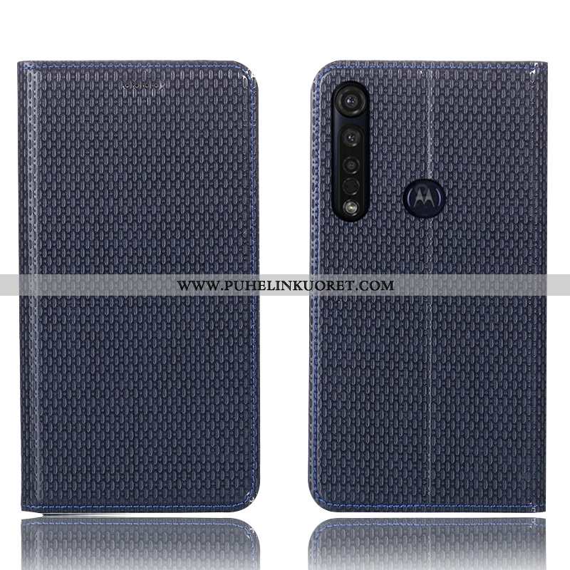 Kuori, Kuoret Moto G8 Plus Suojaus Aito Nahka Kotelo Kuori All Inclusive Mustat