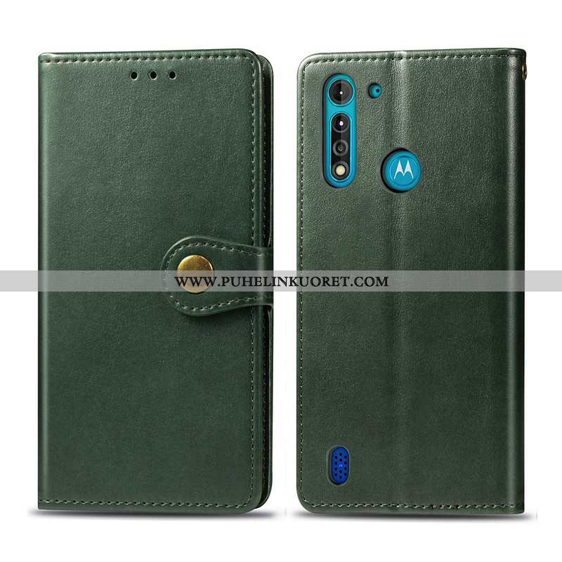 Kuori, Kuoret Moto G8 Power Lite Nahka Suojaus Punainen Kiinteä Väri
