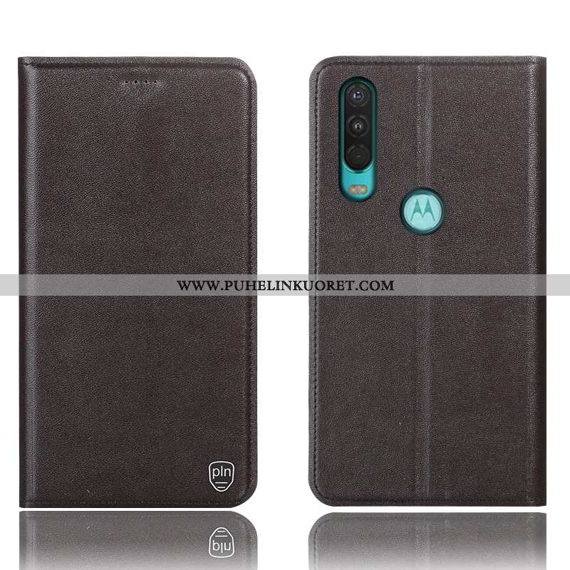 Kuori, Kuoret Motorola One Action Suojaus Aito Nahka Kotelo Puhelimen 2020 Punainen