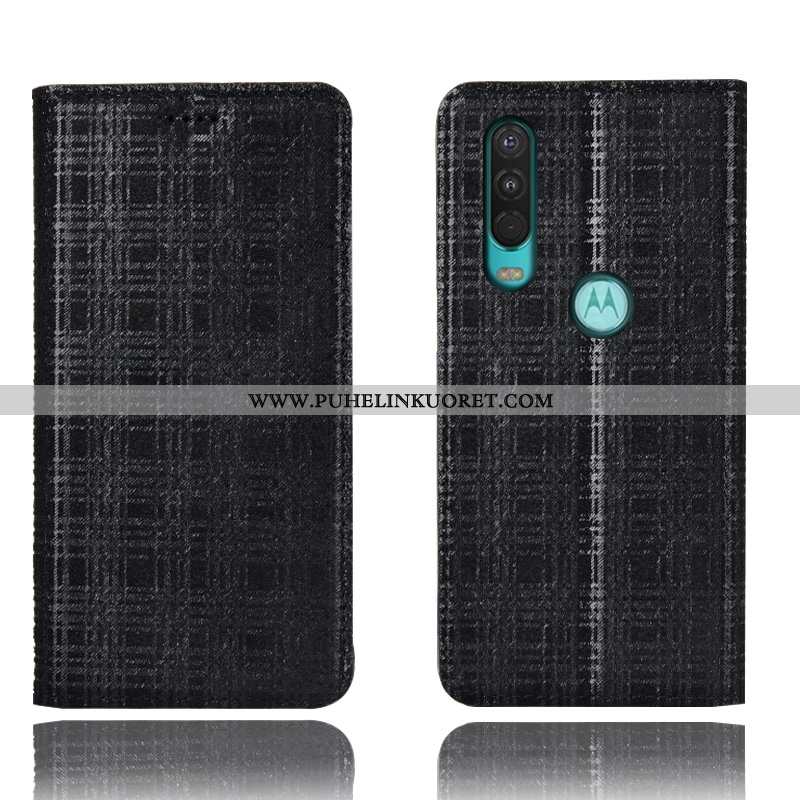 Kotelo, Kuori Motorola One Action Nahkakuori Suojaus All Inclusive Murtumaton Mustat