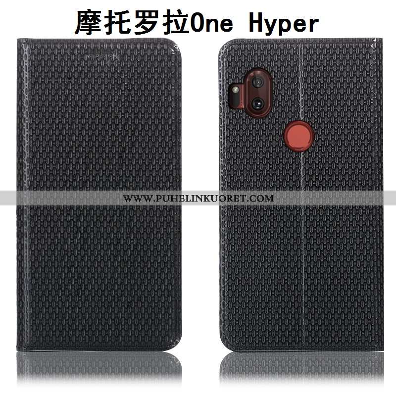 Kuoret, Kotelo Motorola One Hyper Aito Nahka Kukkakuvio Suojaus Kuoret Ruskea