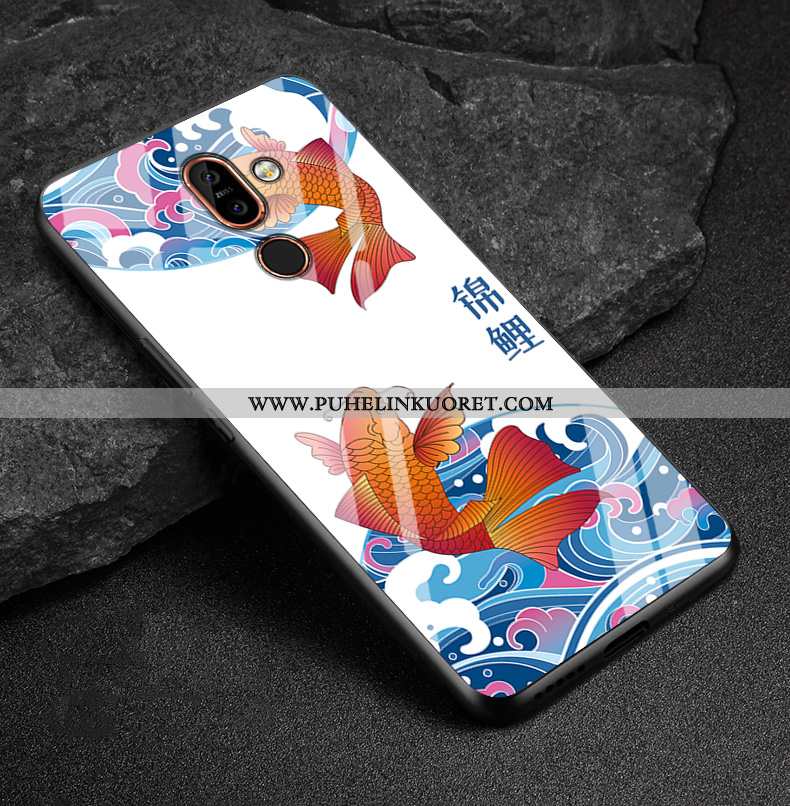 Kotelo, Kuori Nokia 7 Plus Pesty Suede Lasi Rikkaus Jauhe Puhelimen Pinkki